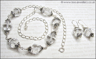 Crystal bicone and Tibetan silver necklace set