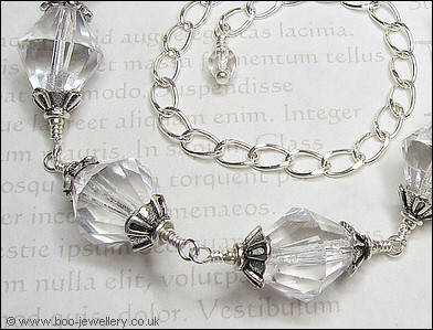 Crystal bicone and Tibetan silver necklace set