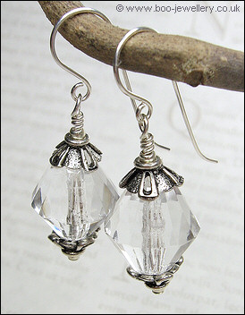 Crystal bicone and Tibetan silver necklace set