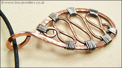 Silver wrapped copper pendant and chain